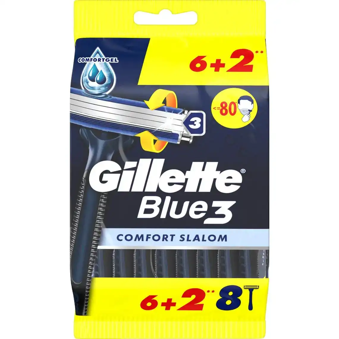 Фото 1 - Станки для гоління одноразові Gillette Blue 3 Comfort Slalom 8 шт/уп