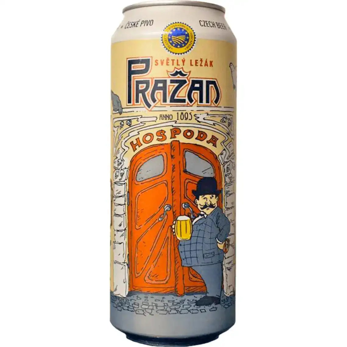 Пиво Prazan світле пастеризоване фільтроване 4.8% 0.5 л