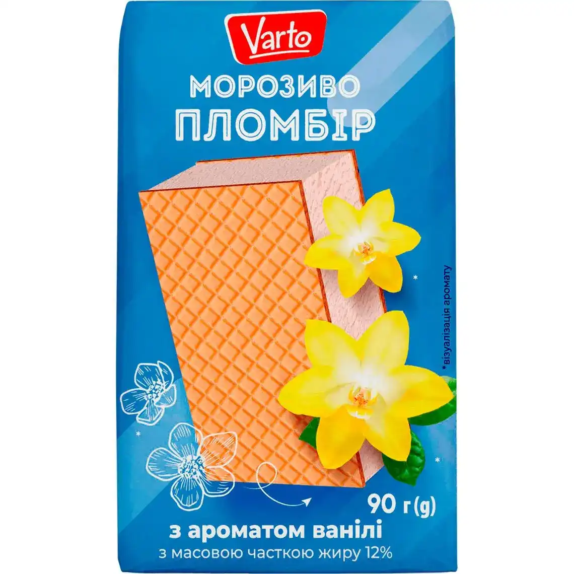 Мороженое Varto ПЛОМБИР с ароматом ванили брикет 12% 90 г