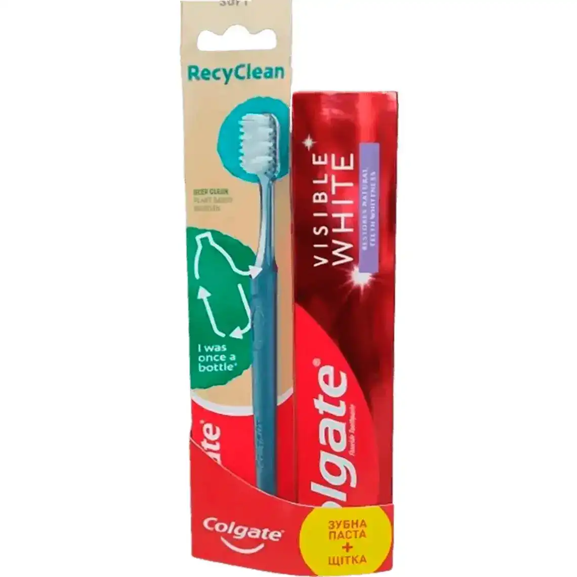 Фото 1 - Зубна паста Colgate Visible White 75 мл та зубна щітка Recy Clean