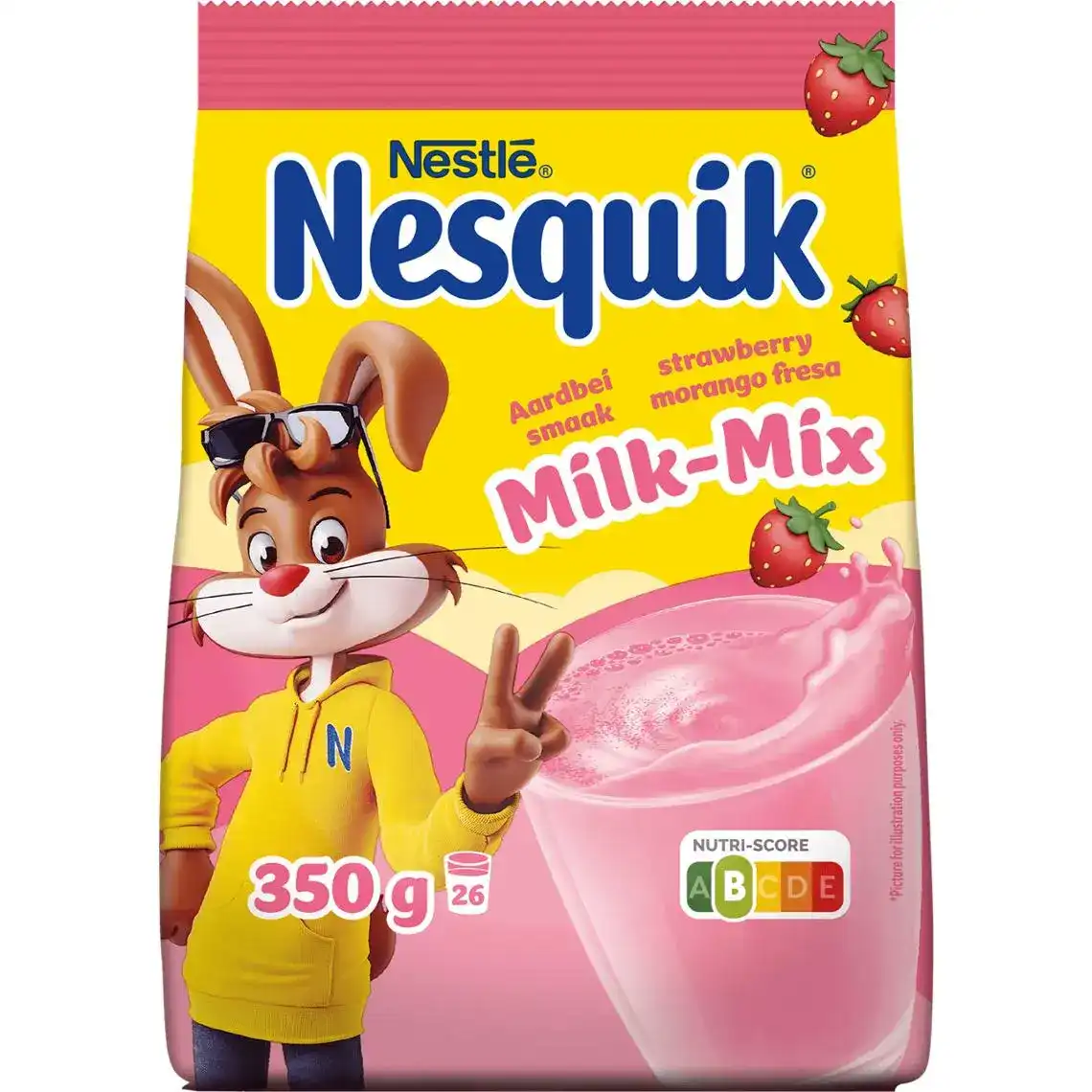 Фото 1 - Суміш суха Nesquik Milk-Mix для приготування напою зі смаком полуниці 350 г