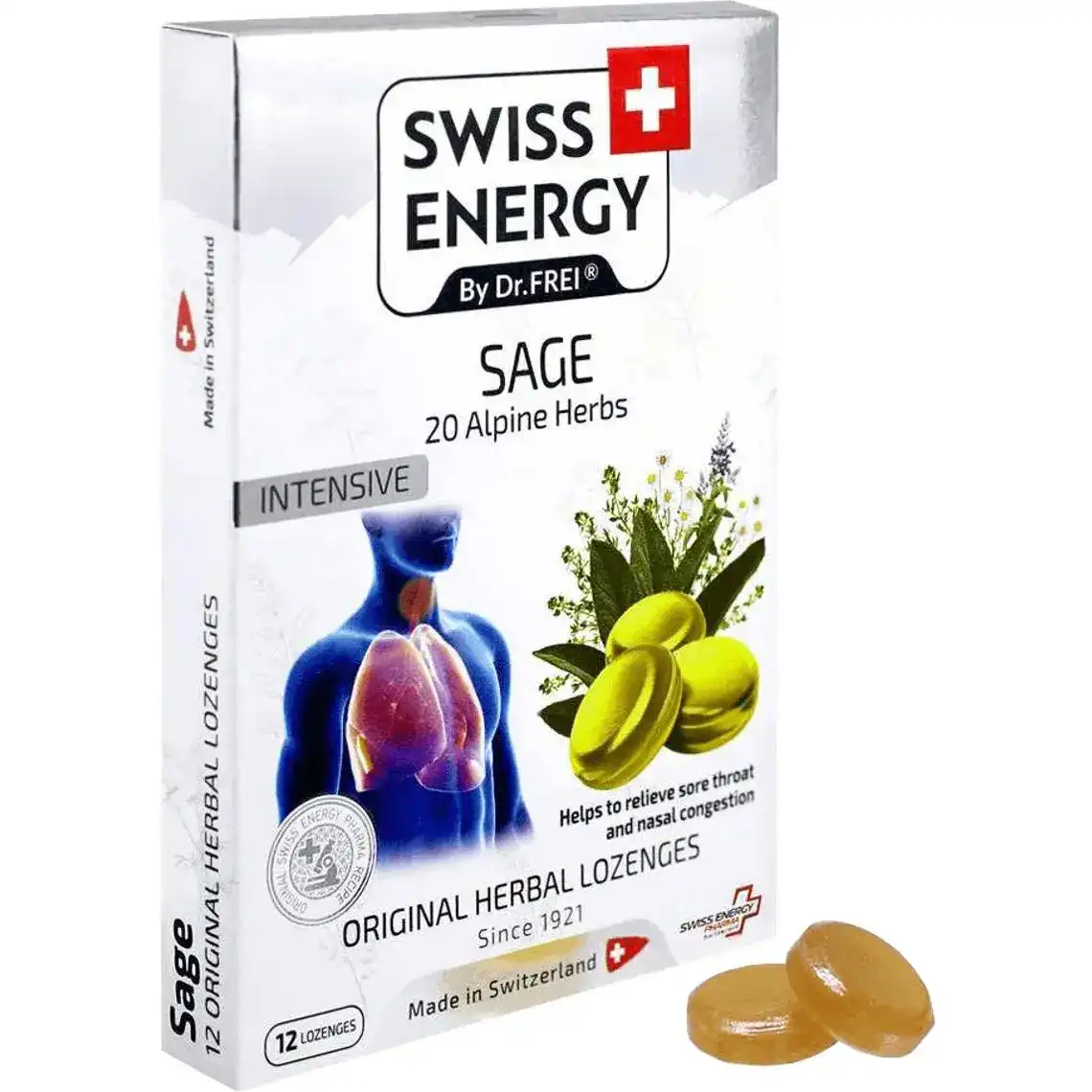 Фото 1 - Льодяники для горла Swiss Energy Alpine Herbs шавлія №20