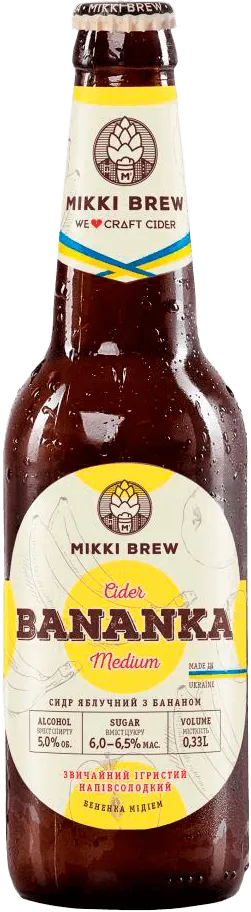 Фото 1 - Сидр Mikki Brew Bananka напівсолодкий 330 мл