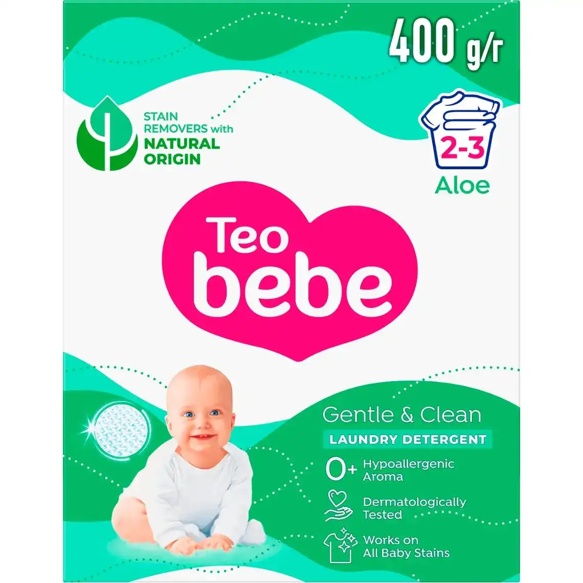 Фото 1 - Пральний порошок Teo Bebe Gentle & Clean Aloe дитячий 400 г