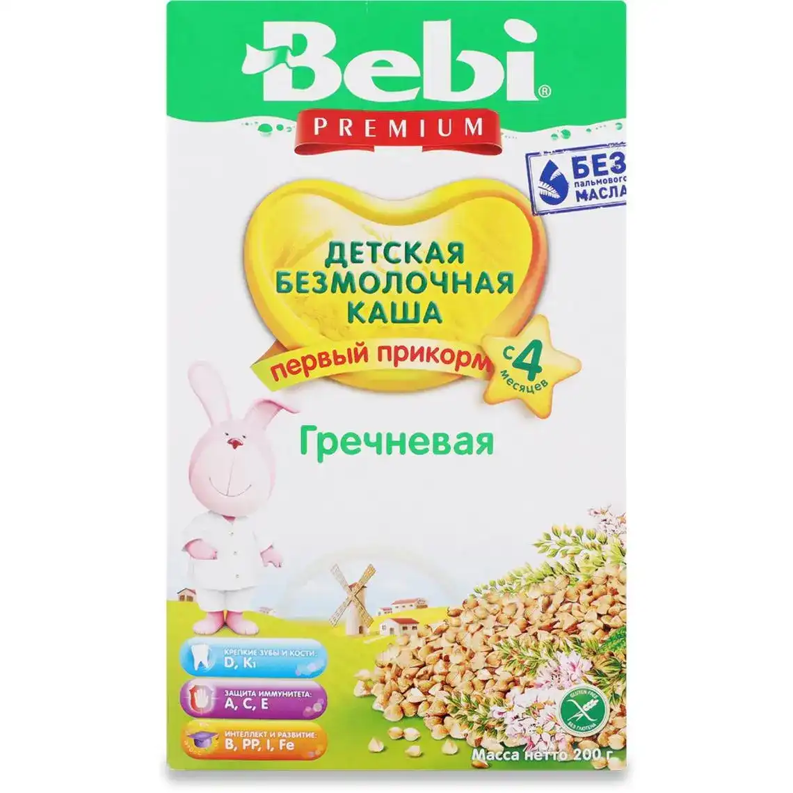 Дитяча каша Bebi Premium безмолочна Гречана з 4-х місяців, 200 г