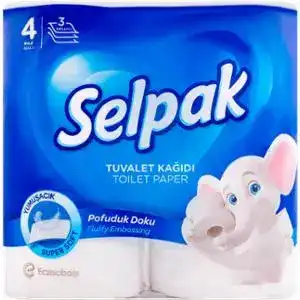Папір туалетний Selpak Super Soft тришаровий білий 4 шт