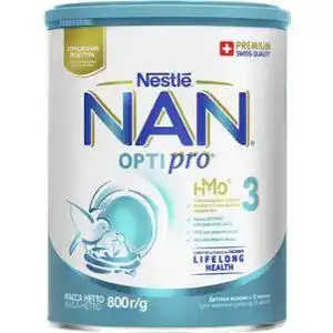 Дитяча суміш молочна суха NAN 3 OPTIPRO з олігосахаридом 2`FL для дітей від 12 місяців, 800 г
