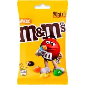 Драже M&M's с арахисом и молочным шоколадом покрыто хрустящей разноцветной глазурью 90 г