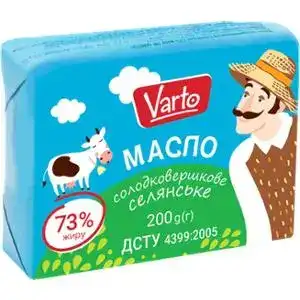 Масло Varto крестьянское сладкосливочное 73% 200г