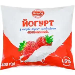 Йогурт Вигода Украина клубничный 1.5% 400 г 