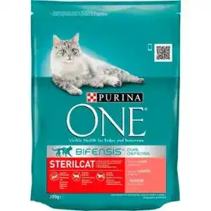 Корм Purina One для кастрованих котів та стерилізованих кішок з лососем та пшеницею 200 г
