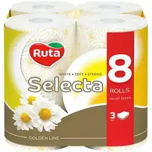 Папір туалетний Ruta Selecta Camomile 3-х шаровий 8 шт