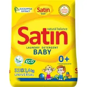 Порошок пральний Satin Organic Balance для дитячих речей автомат 2.4 кг