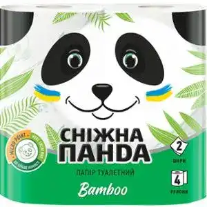Папір туалетний Сніжна панда Bamboo 2-х шаровий 150 аркушів 4 шт