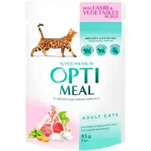 Корм для котів Optimeal вологий з ягням та овочами в желе 85 г
