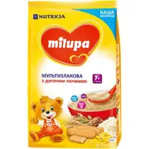 Детская каша Milupa молочная Мультизлаковая с детским печеньем, 210 гг