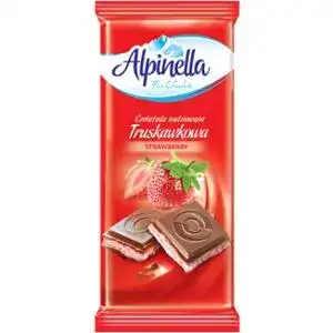 Шоколад Alpinella молочний зі смаком полуниці 90 г