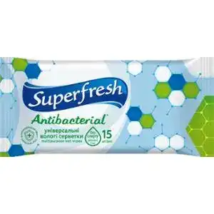 Вологі серветки Super Fresh Антибактеріальні 15 шт