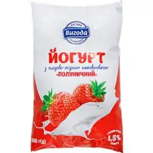 Йогурт Вигода Украина клубничный 1.5% 900 г 
