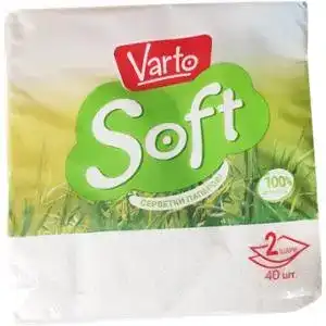Серветки паперові Varto Soft столові двошарові 40 шт.