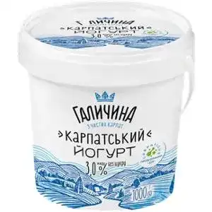Йогурт Галичина Карпатський десертний без цукру 3,0% 1000 мл