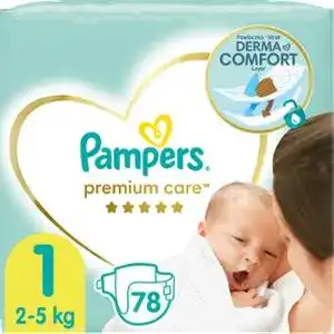 Підгузки дитячі Pampers 1 Premium Care 2-5 кг 78 шт