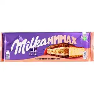 Шоколад Milka молочный с начинкой клубничный чизкейк и печеньем 300 г