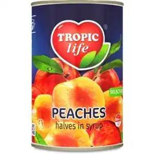 Персики Tropic Life в сиропе половинками 390 г