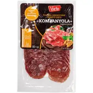 Колбаса Varto Kompanyola сырокопченая высший сорт 80 г