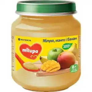 Пюре Milupa для дітей від 6 місяців фруктове яблуко-манго-банан 125 г 