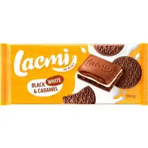 Шоколад Roshen Lacmi молочний з молочною начинкою, карамеллю та печивом з какао 100 г