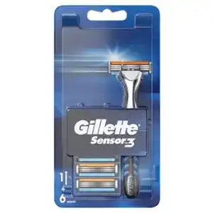 Станок для гоління чоловічий Gillette Sensor 3 з 6 змінними картриджами