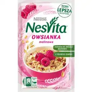 Каша вівсяна швидкого приготування Nesvita солодка з молоком та шматочками малини 45 г