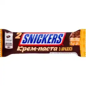 Батончик Snickers Creamy Peanut Butter шоколадний з арахісової пастою, карамеллю і арахісом 2 х 18.25 г