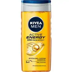 Гель для душа NIVEA Men Active Energy 3 в1 для тіла, обличчя, волосся 250 мл