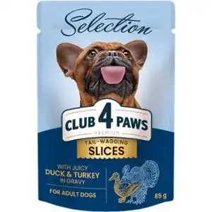 Корм для собак малих порід Клуб 4 Лапи Premium Selection вологий з качкою та індичкою в соусі 85 г