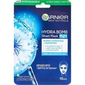 Тканинна маска для обличчя Garnier Skin Naturals Hydra Bomb нічна