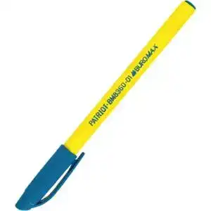 Ручка масляна Buromax синя з резиновим грипом