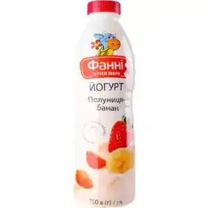 Йогурт Фанні полуниця-банан 1% 750 г