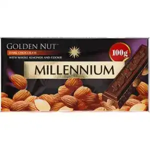 Шоколад Millennium Golden Nut чорний з цільним мигдалем, 100 г