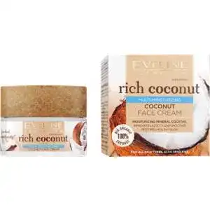 Крем Eveline Cosmetics Rich Coconut Face Cream інтенсивно зволожуючий для обличчя день/ніч 20 мл