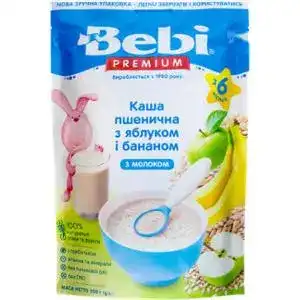Каша для дітей Bebi Premium Пшенична з яблуком і бананом молочна від 6 місяців 200 г
