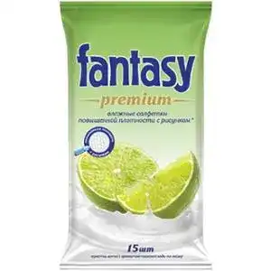 Серветки вологі Fantasy Premium з ароматом кокосової води та лайма 15 шт.