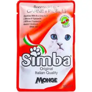 Корм Monge Simba для котів з м'ясом та горохом вологий 100 г