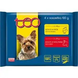 Вологий корм TEO для собак з куркою та яловичиною 4x100 г