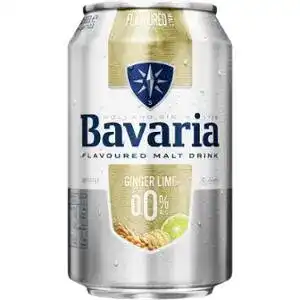 Пиво Bavaria Ginger Lime світле безалкогольне фільтроване 0% 0.33 л