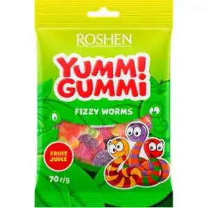 Конфеты Roshen Yummi Gummi Fizzy Worms 70 г