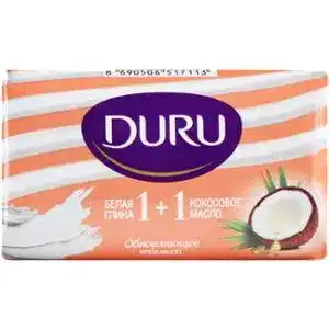 Крем-мило Duru 1+1 туалетне з білою глиною та олією кокосу 80 г