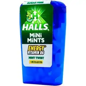 Цукерки Halls Mini Mints з вітаміном В6 та смаком м'яти 12.5 г