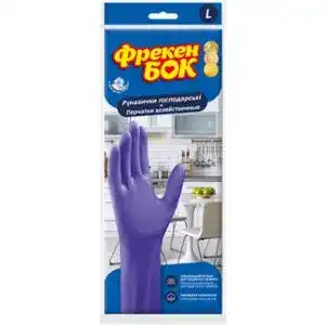 Перчатки Фрекен Бок резиновые хозяйственные фиолетовые L